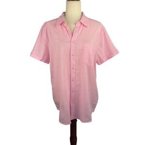 VINTAGE‎ SUMMER SWIMWEAR COTTON BUTTON UP COLLARED SHIRT IN PINK NWT SIZE LARGE
